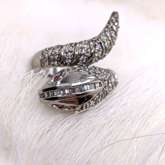 Snake Bypass Design Sterling Silver Ring - Picture 11 of 11